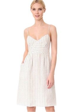 Theory Melaena B Narrow-Stripe Linen Sundress Size 0